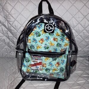 Clear Pokémon Backpack Character Print plus fabric bag + card holder NEW